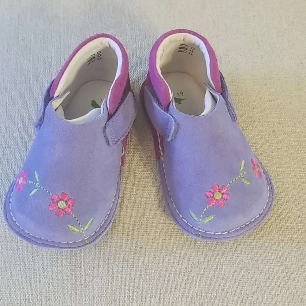 Pipit Toddler Flower Suede Shoes in Lilac/Fuschia